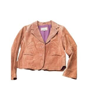 Wilson’s Leather Pink Suede Jacket L Cropped Blazer Western Y2K